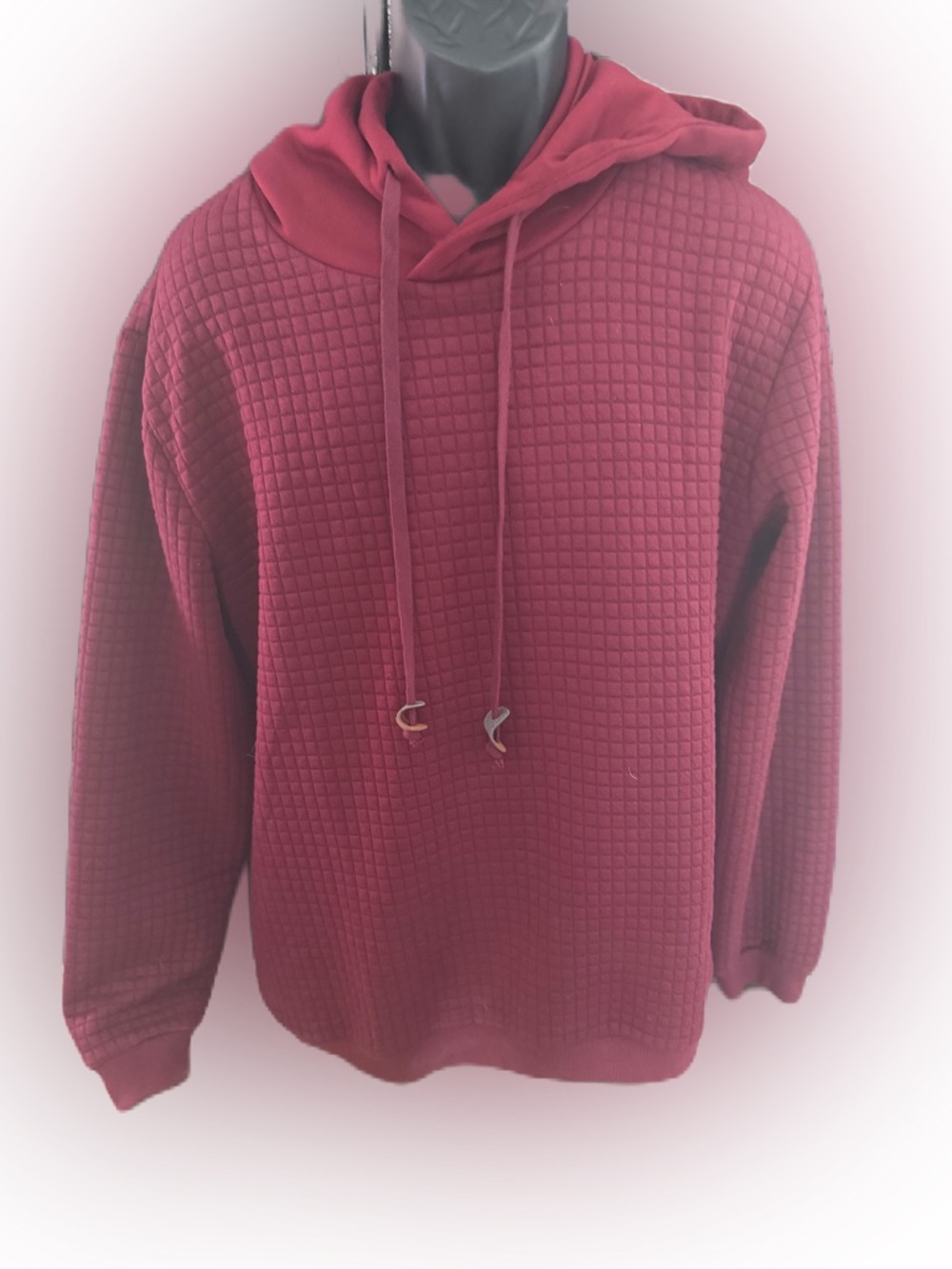 BNWT Coofandy Vogue Designer Quality Textured Hooded Sweatshirt. Maroon. Large
